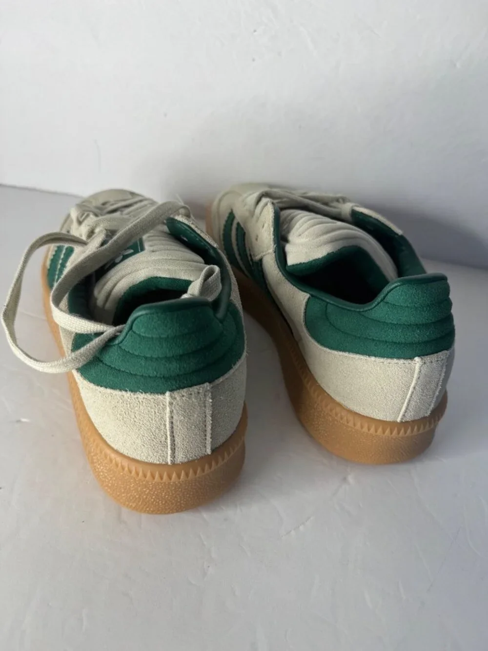 Adidas Samba XLG J Sneakers Putty Grey Collegiate Green Gum Boys US 7 EU 40 NIB